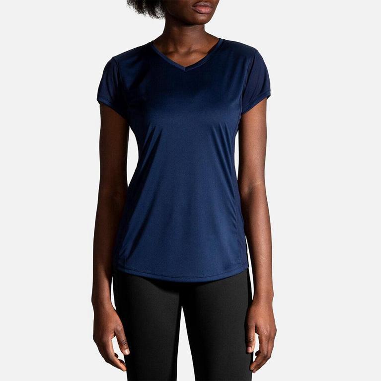 Brooks Stealth Short Sleeve Running Shirt - Women's - Blue (97468-TWHZ)